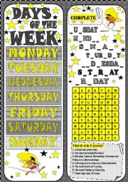 English Worksheet: DAYS OF THE WEEK