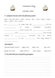 English Worksheet: Columbus day