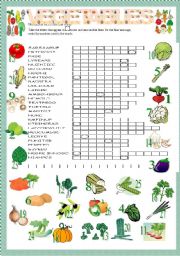 English Worksheet: vegetables