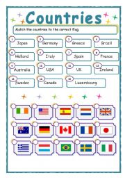 English Worksheet: Countries & flags match-up worksheet