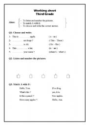 English worksheet: number