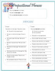 English Worksheet: PREPOSITIONAL PHRASES