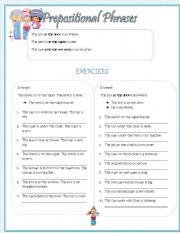 English Worksheet: PREPOSITIONAL PHRASES