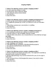 English Worksheet: Dangling Modifiers