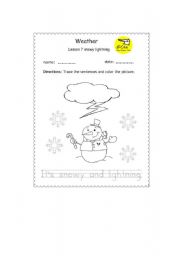 English worksheet: weather snowy lightning