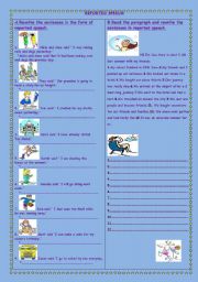 English Worksheet: REPORTED SPEECH