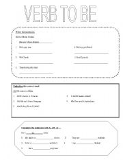 English worksheet: VERB TO BE