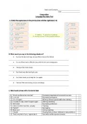 English worksheet: Language Functions Test