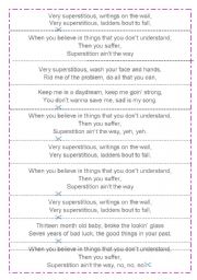English Worksheet: Song Superstition (Jonas Brothers feat. Jordin Sparks)