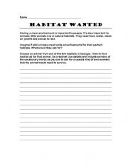 English Worksheet: Habitats