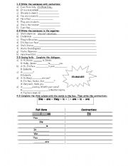 English worksheet: Contraction To be