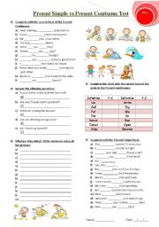 Present Simple vs Present Continuous!!! 2 pages