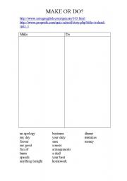 English Worksheet: Make or do