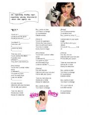 English Worksheet: katy perry, e.t.