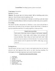 English Worksheet: lessson plan describing place, people, etc