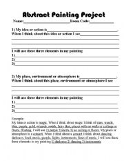 English Worksheet: Abstract Painting Starter Sheet