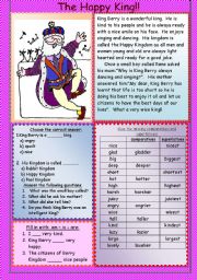 English Worksheet: The Happy King!