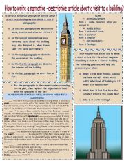 English Worksheet: How to write a narrative-descriptive article about a visit to a building?