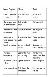 English Worksheet: modals game - feed the fish 