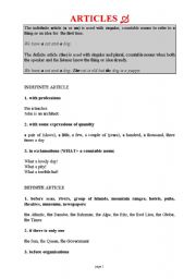 English Worksheet: Articles