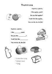 English Worksheet: The picnic song