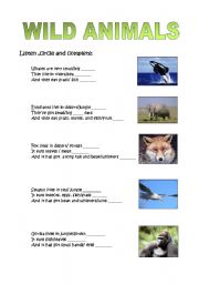 English worksheet: Wild animals