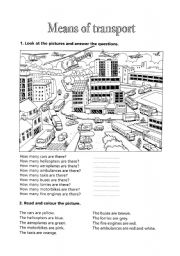 English Worksheet: Means of transports