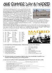 English Worksheet: One Summer Day In Madrid