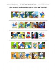 English Worksheet: Smurfs and their Descriptions