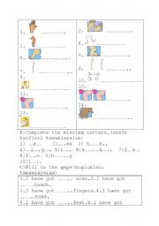 English Worksheet: body parts 2