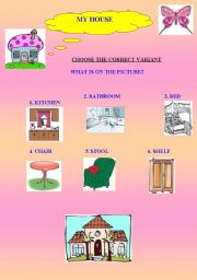 English worksheet: my house (test) 