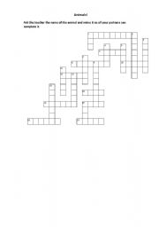 English worksheet: Animal crossword