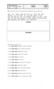 English Worksheet: How many How much