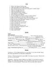 English worksheet: Conversation Sheet - Simpsons S10E09 - Kidney Transplant