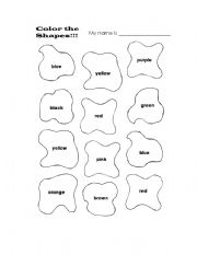 English Worksheet: shapes and colours