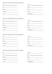 English worksheet: Opposites