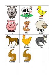 English Worksheet: Animals Memory Game