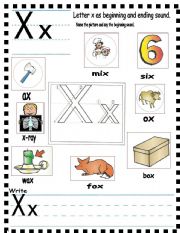 English Worksheet: ABC - letter Xx and sentences