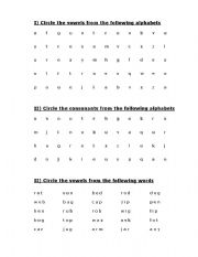 English worksheet: Vowels