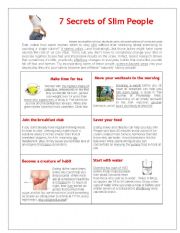 English Worksheet: SECRETS  OF  SLIM  PEOPLE