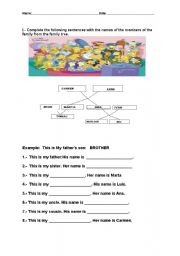 English Worksheet: The family members