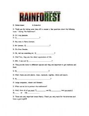 English Worksheet: save the rainforest