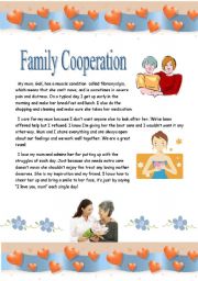 English Worksheet: Family cooperation