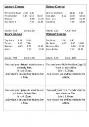 English Worksheet: Cinema box office role play