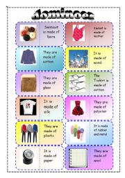 English Worksheet: Dominoes clothes and materials