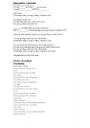 English Worksheet: Hello, Goodbye (The Beatles)