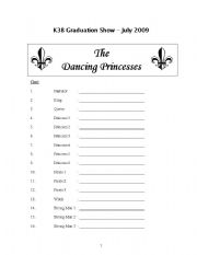 English Worksheet: The Dancing Princesses