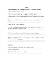 English Worksheet: Taste by Roald Dahl - written test