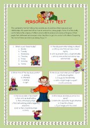 English Worksheet: PERSONALITY TEST