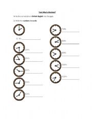 English worksheet: Whats the time?